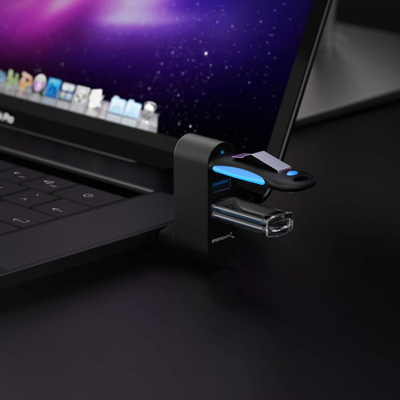 [Australia - AusPower] - SABRENT Premium 3-Port Aluminum Mini USB 3.0 Hub [90°/180° Degree Rotatable] (HB-R3MB) Black 