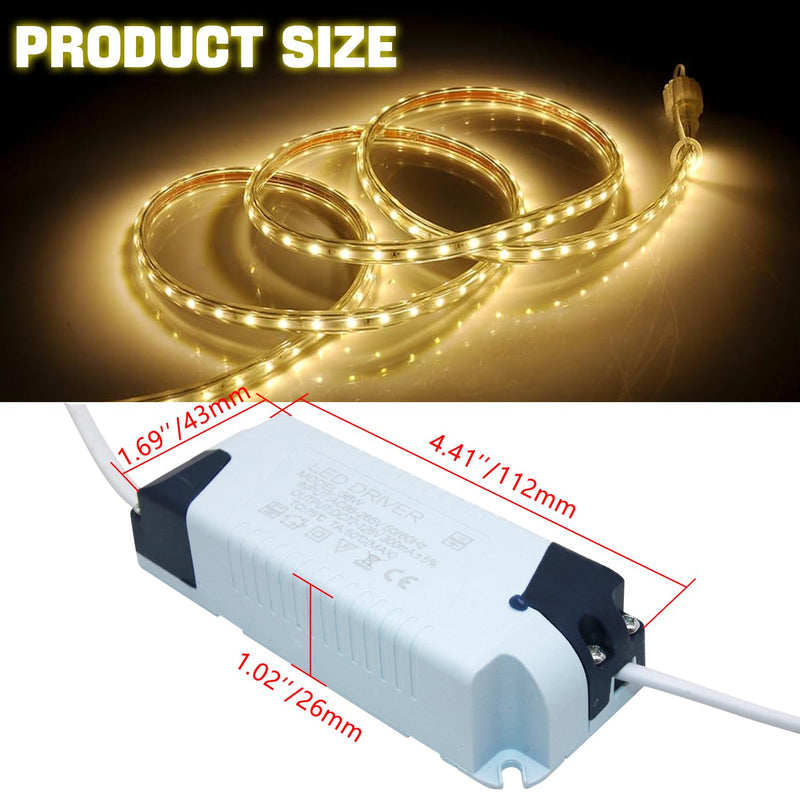 [Australia - AusPower] - Qimoo 36W LED Driver, Constant Current 300mA AC 85~265V Output 75~144V DC Female Connector External Power Supply Rectifier Transformer for LED Ceiling Light Female DC Connector 