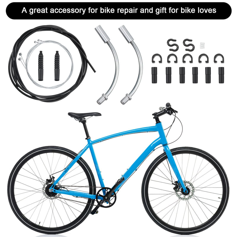 [Australia - AusPower] - Bike Brake Cable Housing Kit Includes 1 Set Bicycle Brake Line, 2 Pieces V Bike Brake Noodle Cable Guide Pipe and 2 Pieces Plastic Hoses for Road Mountain Bicycle Cycling (Black Brake Line) Black Brake Line 