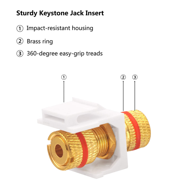 [Australia - AusPower] - VCE Banana Jack Binding Post Keystone Jack Insert with Black & Red Rings, Screw Type Audio Speaker Keystone, 3 Pairs/6 Pack 