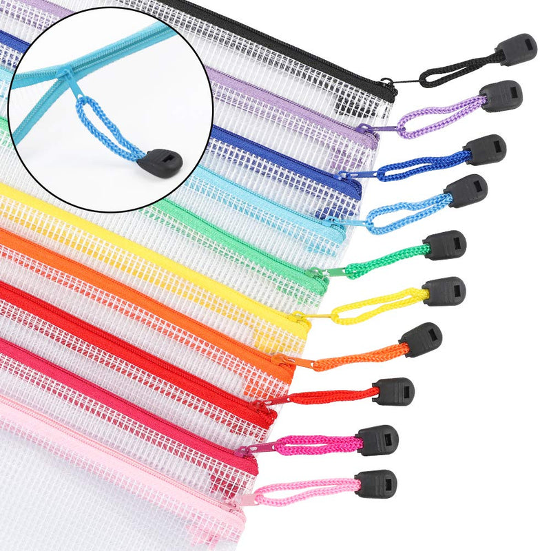 [Australia - AusPower] - EOOUT 20pcs Zipper Pencil Pouch, Pencil Case Bulk Pencil Bags, 10 Colors, 9.5×4.5 Inches, for Bills, Cosmetics, Travel Storage, School and Office Supplies Organization 