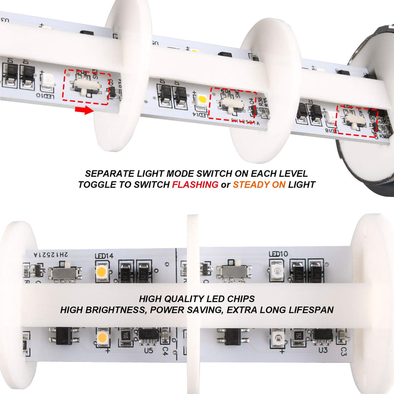 [Australia - AusPower] - 12-24V LED Stack Tower Lights, Industrial Warning Lights, Andon Lights, Column Signal Tower Indicator Lamp Beacon, Continuous/Flashing Light Switchable, 2 Level (with Buzzer) DC 12 to 24V 2-Layers/with Buzzer 