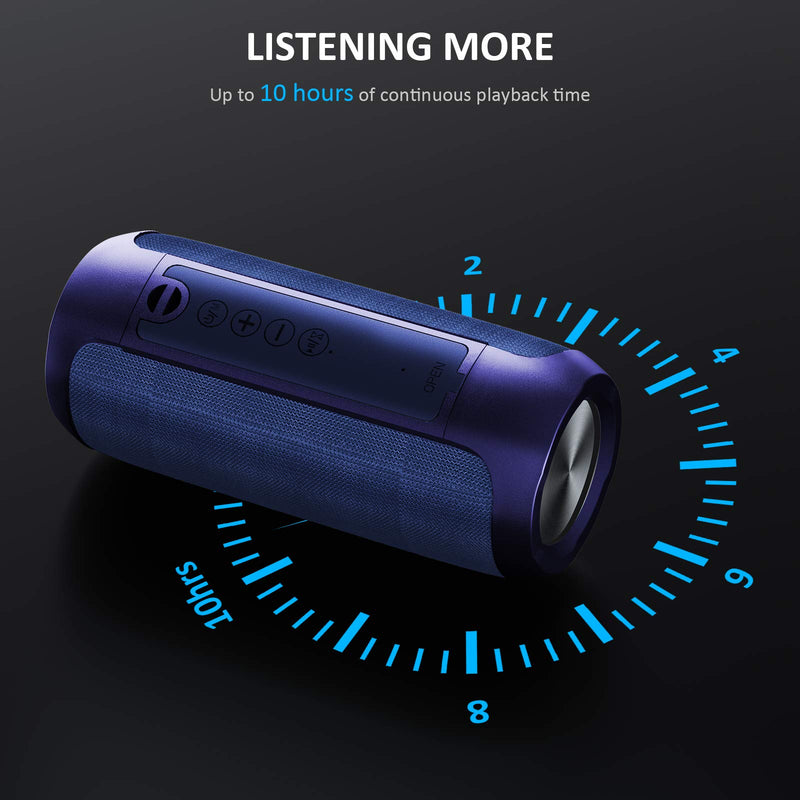 [Australia - AusPower] - LESHP Bluetooth Speakers,Portable Wireless Bluetooth Speaker,Outdoor Sports Speakers with Bluetooth 5.0,IPX6 Waterproof,3D Stereo,10 Hours Playback time,Suitable for iPhone,Android,Blue Blue 