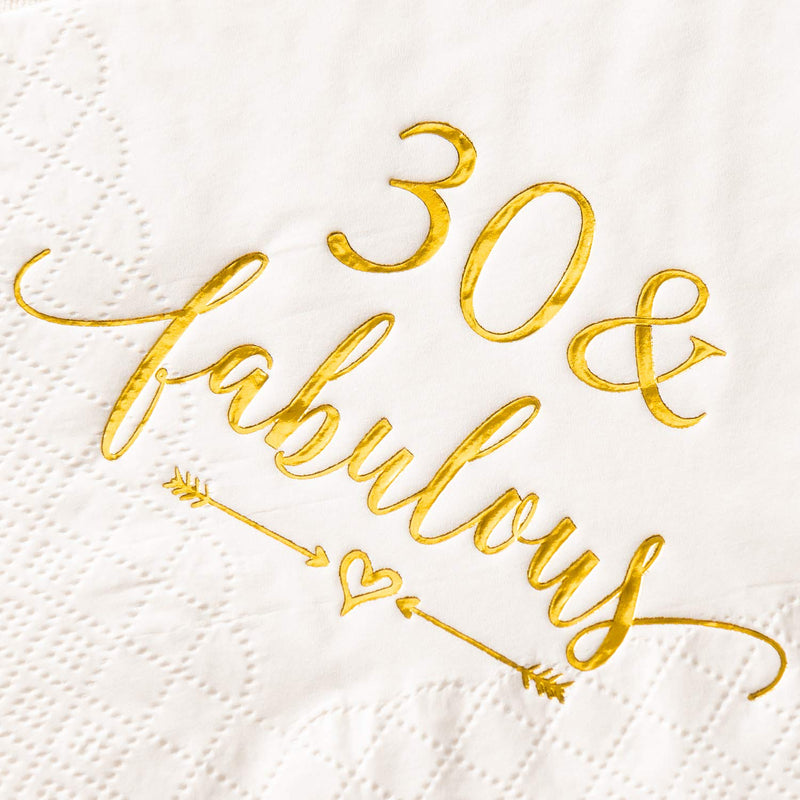 [Australia - AusPower] - Crisky 30 and Fabulous Cocktail Napkins Gold for Women 30th Birthday Decorations, 30th Birthday Bevergae Dessert Table Supplies, 50Pcs, 3-Ply 
