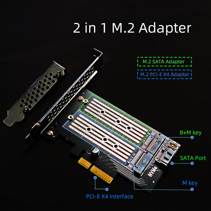 [Australia - AusPower] - GLOTRENDS Dual M.2 X4 PCIe Adapter for One M.2 PCIe SSD and One M.2 SATA SSD, Support OS Booting from M.2 PCIe SSD or M.2 SATA SSD, Including 2 x M.2 Heatsink and Thermal Pad and M.2 Screws (PA12-HS) 