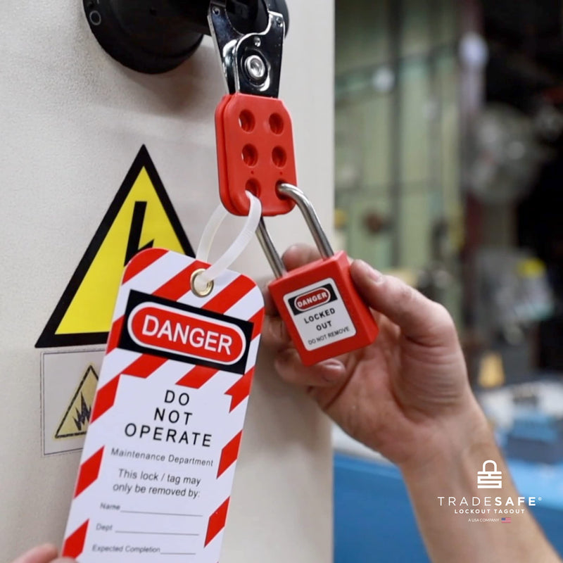 [Australia - AusPower] - TRADESAFE Lockout Tagout Tags - 30 Pack - Premium 15 mil Vinyl Plastic w/Zip Ties | Danger Do Not Operate Tags - Compliance Safety Tags for Lockout Tag Out, Out of Service, Electrical Equipment Repair 