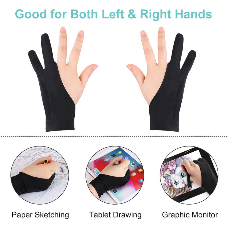 [Australia - AusPower] - Mixoo Artists Gloves 2 Pack - Palm Rejection Gloves with Two Fingers for Paper Sketching, iPad, Graphics Drawing Tablet, Suitable for Left and Right Hand (Small) Small 