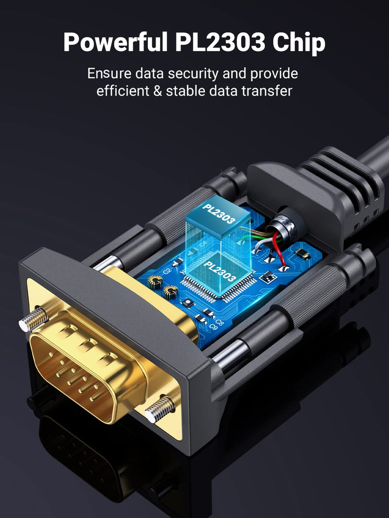[Australia - AusPower] - UGREEN USB to RS232 Adapter Serial Cable DB9 Male 9 Pin with PL2303 Chipset RS-232 Converter Cable for Windows 10 8.1 8 7 XP Vista, Mac OS, Linux, 6FT 
