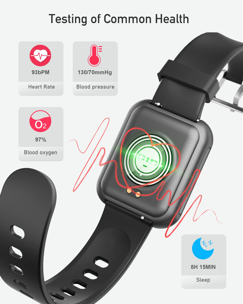 [Australia - AusPower] - Smart Watch for Women Men Fitness: Activity Trackers and Smartwatches for Android iPhone Reloj para Mujer Sleep Heart Rate Blood Oxygen IP68 Waterproof 16 Sports Modes 1.69Inch Black 