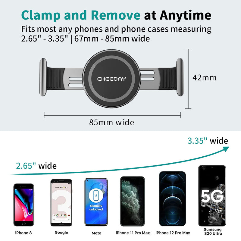 [Australia - AusPower] - Metal Phone Clamp for Magnetic Car Mount [Clip and Remove at Anytime] Metal Phone Clip for All Magnet Car Holder Cell Phone Magnetic Plate Compatible with iPhone 13 Pro Max, Samsung, and More (Black) Black 