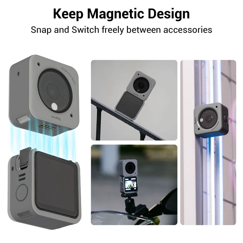 [Australia - AusPower] - SmallRig Protective Case for DJI Action 2 Dual-Screen Combo Camera, Housing Case with Magnetic Attachments, Case Protector Accessory, Grey - 3627 