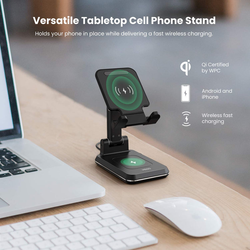 [Australia - AusPower] - MEISO 2 in 1 Wireless Charger, Dual Wireless Charging Desk Phone Stand, 10W Qi Fast-Charging Dock for iPhone 12/11/MAX/XS/XR/X/8,AirPods/Pro,Samsung Galaxy S21/S20/S10/S9 