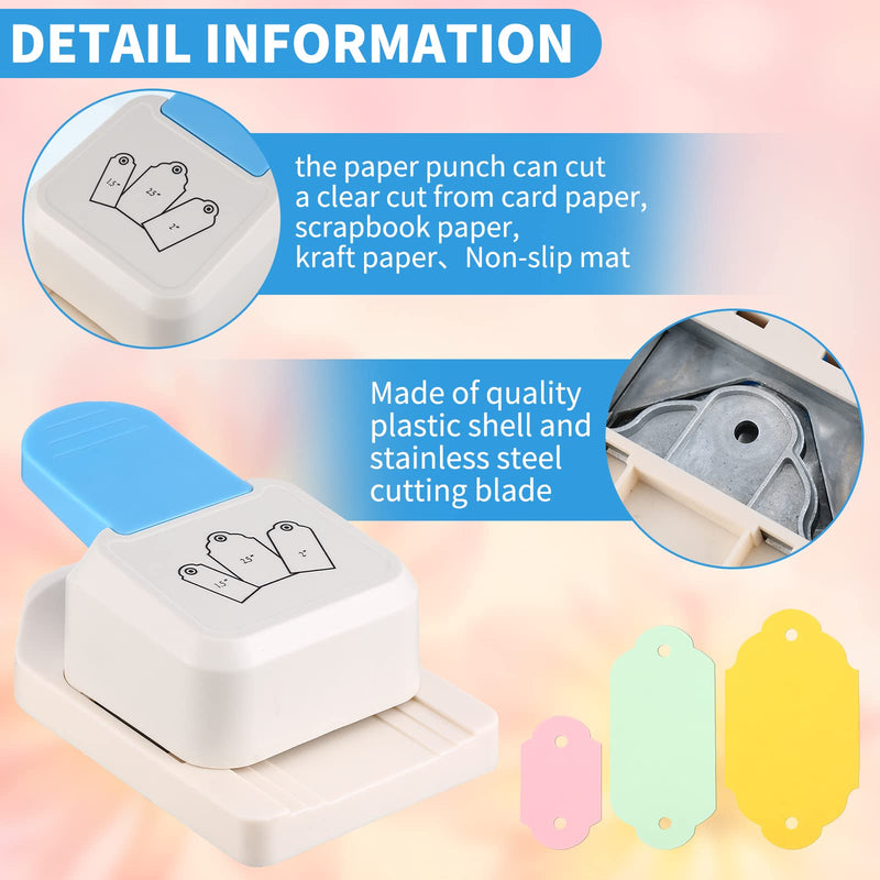 [Australia - AusPower] - 3 Pieces Paper Craft Tag Punch 1.5 Inch, 2 Inch, 2.5 Inch Tag Craft Puncher, Heart Shape Craft Hole Punch Small Paper Puncher Pink Scrapbooking Punches for DIY Albums Supplies, Greeting Card Making 