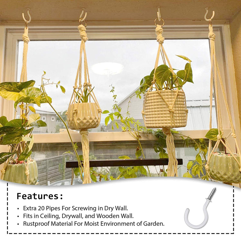 [Australia - AusPower] - Etoolia 20 Pcs Ceiling Hooks for Hanging Plants - 2.9 inches Plant Hooks Heavy Duty, Hanging Hooks for Christmas Lights, Cups, Decors - White Vinyl Coated Screw in Plant Hanger Hook Indoor and Outdoor 20Pcs 2.9 inches 