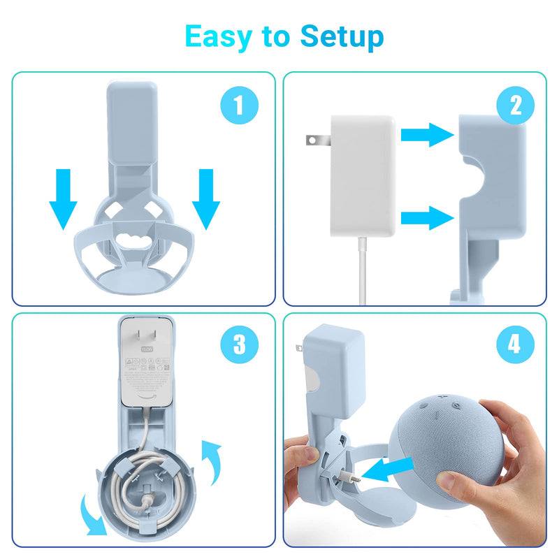 [Australia - AusPower] - ZUOLACO Wall Mount Holder for Echo Dot 5th Generation, Outlet Hanger Stand for Echo Dot (5th & 4th Gen), Space-Saving Dot Accessories with Built-in Cable Management, Hide Messy Wires, Cloud Blue 