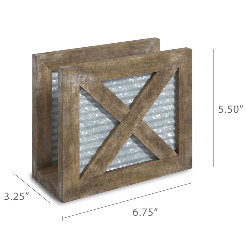 [Australia - AusPower] - Barnyard Designs Farmhouse Napkin Holder Table Napkin Holder Kitchen, French Country Vintage Napkin Dispenser, Farmhouse Distressed Wooden Metal Rustic Coastal Picnic Table Napkin Holder Wood, Brown 