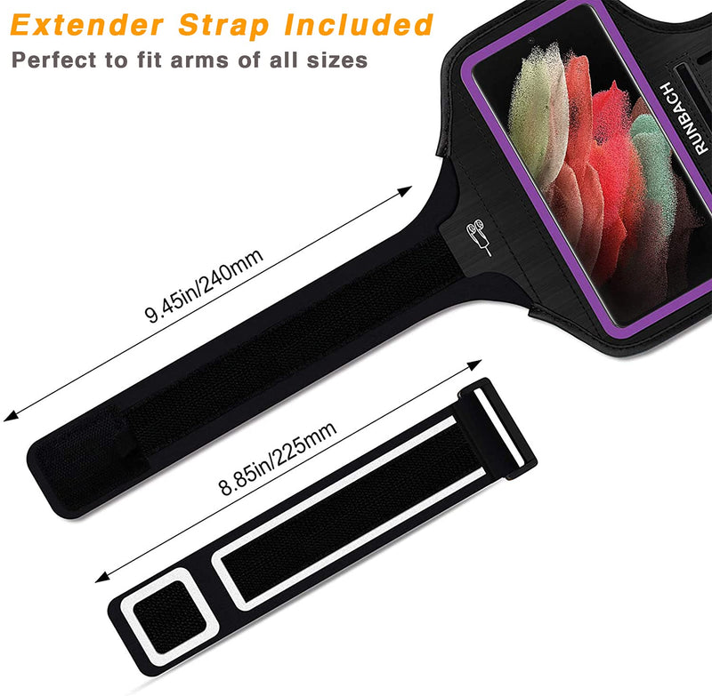 [Australia - AusPower] - Runbach Water Resistant Running Armband for Samsung Galaxy S22 Ultra/S21+ 5G/S21 Ultra/S20 Ultra/Note 20 Ultra,Galaxy F62/M62/M51/M12/M02/A90/A71/A70/A42/A32/A21/A12/A02(Purple) Purple 