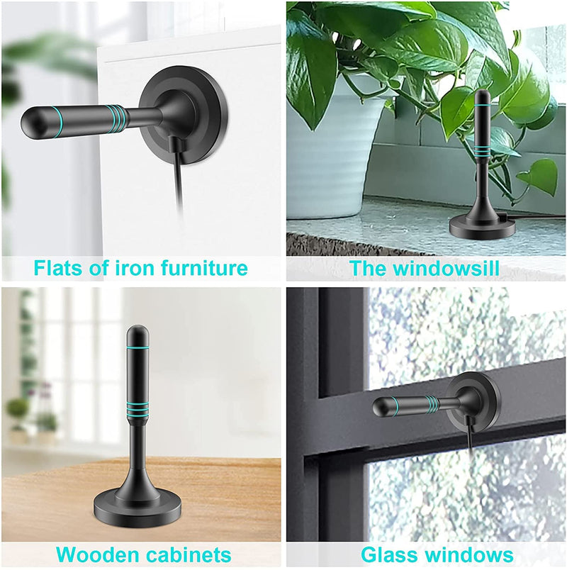 [Australia - AusPower] - TV Antenna-Indoor Outdoor Digital HDTV Antenna with Magnetic Base, 50+ Miles Range,10ft Coax Cable Amplifier Signal Booster, Support 4K 1080P for All TVs AN-BL 