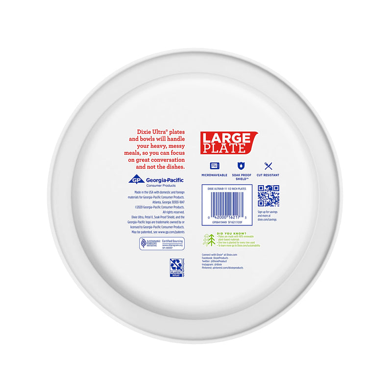 [Australia - AusPower] - Dixie Ultra Large Plates, 11 ½ in., 12 Count, Disposable Plates For Heavy Messy Meals 