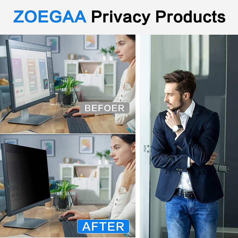 [Australia - AusPower] - ZOEGAA 22 inch Computer Privacy Screen Filter, Compatible 16:10 Widescreen Monitor，Removable Privacy Screen Filter with Anti-Glare & Anti-Blue 22“Widescreen(16:10) black 