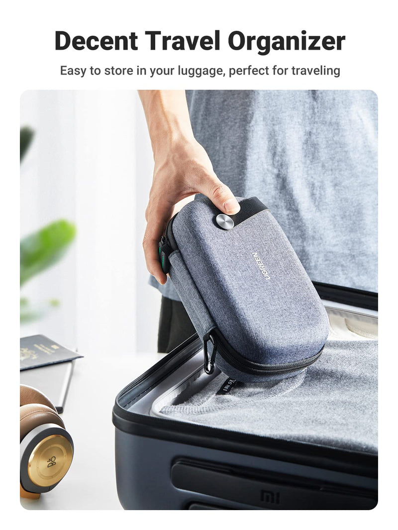 [Australia - AusPower] - UGREEN Travel Case Tech Gadget Electronic Organizer Cable Pouch Small Hard Case Storage Carry Bag Portable for Hard Drive, Charger Cable, USB Cord, Phone, Power Adapter, Earphone, SD Card, Grey 