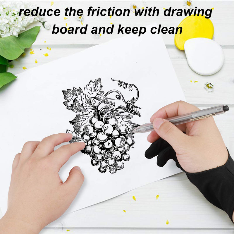 [Australia - AusPower] - Artist Drawing Tablet Gloves Two Finger Graphics Painting Glove Free Size Creative Both Right and Left Hand 4 Pack Black Blue M 