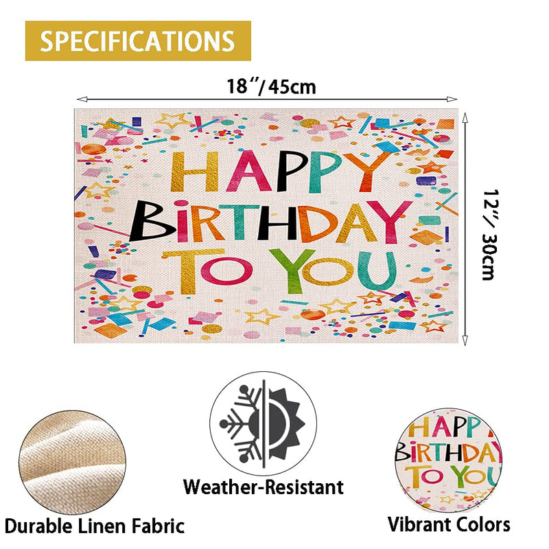 [Australia - AusPower] - Birthday Party Placemats Set of 4,Happy Birthday Table Mats Washable Farmhouse Table Placemat for Dining Table Kitchen Decor 4 PCS 