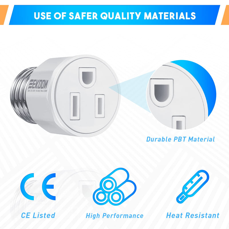 [Australia - AusPower] - E26/ E27 3 Prong Light Bulb Socket Adapter, Polarized Light Socket Outlet, Light Socket to Plug Adapter Socket Converter, Light Bulb Plug Adapter for Patio, Garage, Porch(1 Pack) 1 