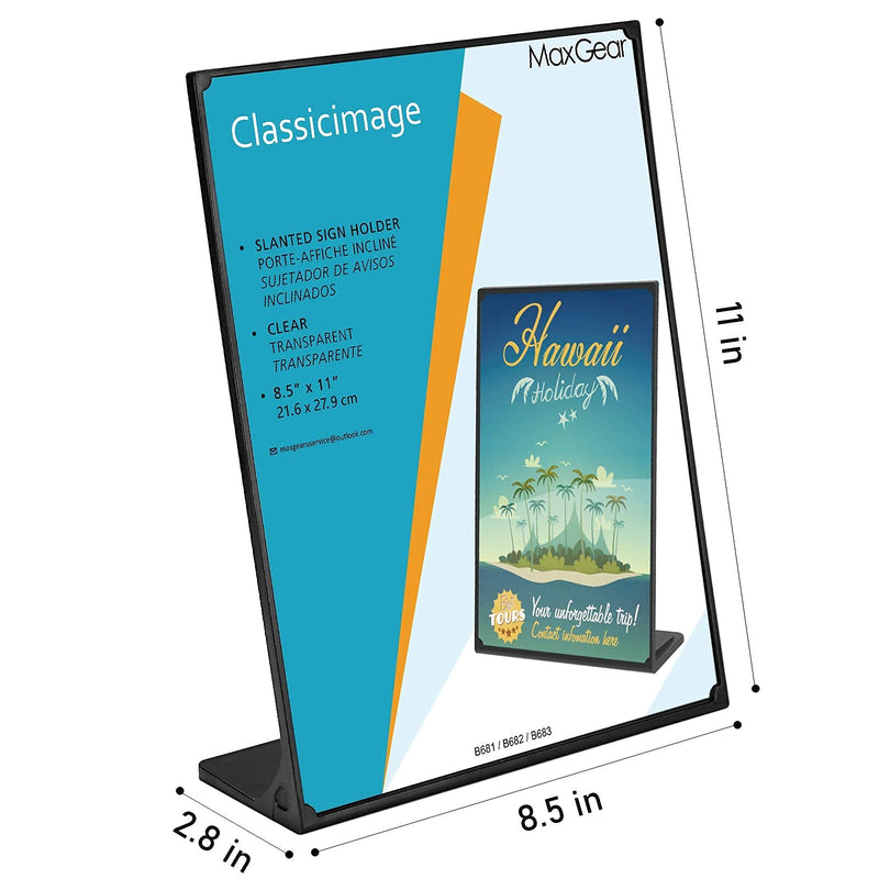 [Australia - AusPower] - MaxGear Heavy Duty Sign Holder 8.5x11, Fall Resistant Sign Holder Upgraded Slanted Sign Holder Plastic Paper Holder Display Stand Table Top Sign Holder Sign Holders for Office, Store, Black, 