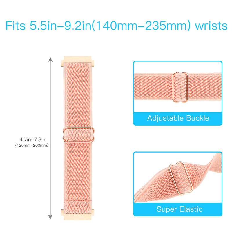 [Australia - AusPower] - Elastic Bands for Galaxy Watch 4 Band 40mm/44mm Classic 42mm/46mm, 20mm Stretchy Wristband Strap Compatible with Samsung Galaxy Active 2 40mm 44mm/Galaxy Watch 42mm/Watch3 41mm/Gizmo Watch 2/1 Coral 