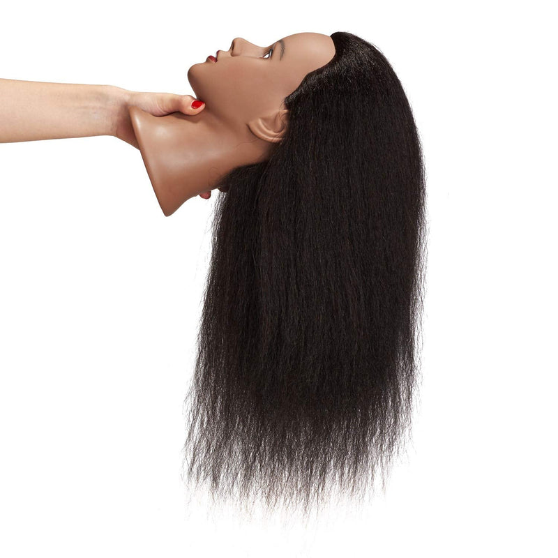 [Australia - AusPower] - Hairingrid Mannequin Head 16" 100% Real Hair Hairdresser Cosmetology Mannequin Manikin Training Head Hair and Free Clamp Holder (16 Inch) 16 Inch (Pack of 1) 
