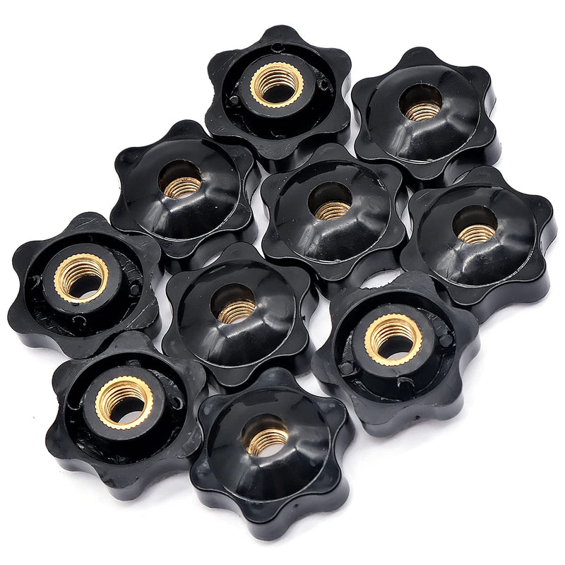 [Australia - AusPower] - 10pcs M8 Star Knob Nut, Knurled Clamping Thru Hole Female Threaded Knobs, Black Plastic Screw-On Handle Clamping Knob Grip for Mechanical Equipment 