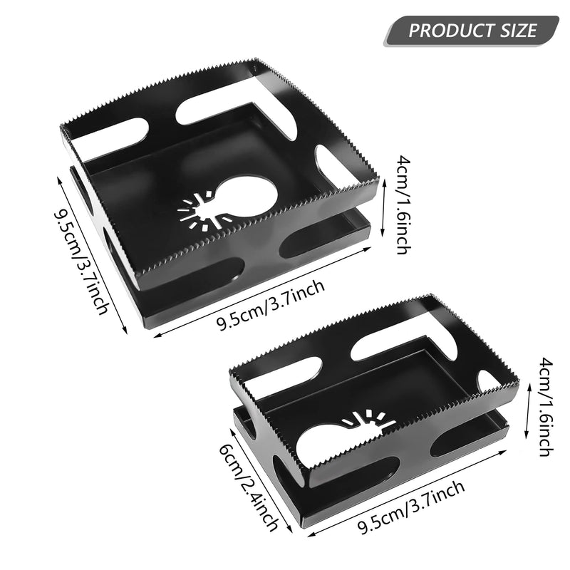 [Australia - AusPower] - 2 PCS Stainless Square Slot Cutter Square Rectangle Slot Cutter Universal Open-Backed Holes Opener Tool for Plastic oscillating Tool Saw Blade for Single Gang Outlet Box(Rectangle + Square) Black 