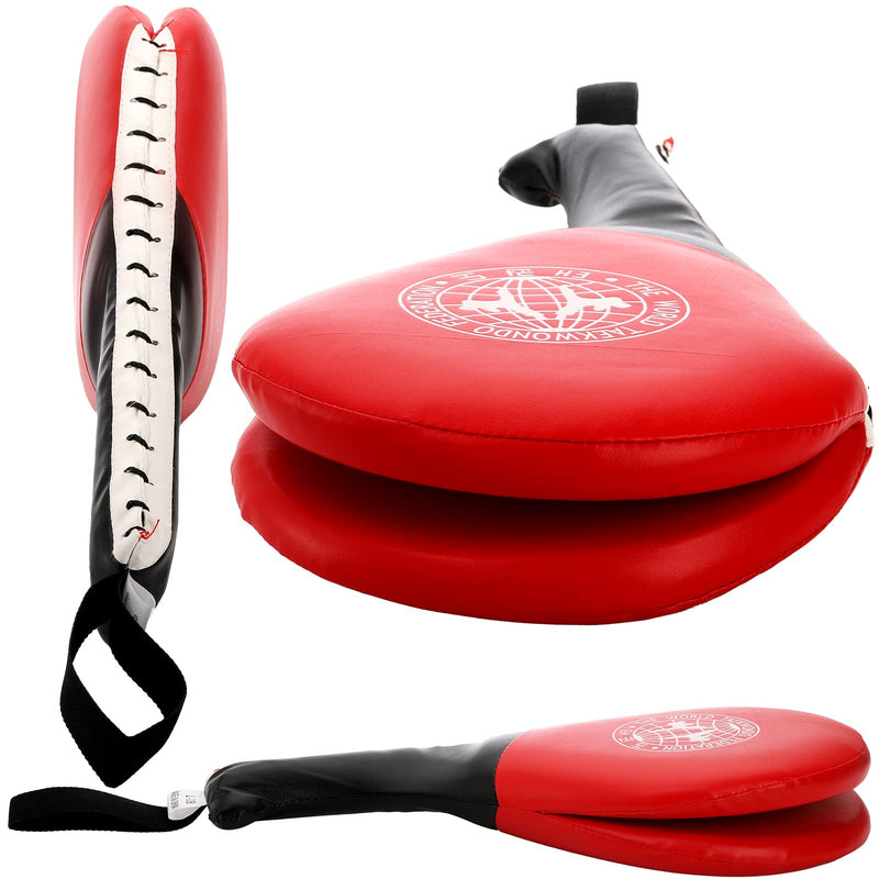 [Australia - AusPower] - Frcctre 2 Pack Taekwondo Kick Pads, Durable Striking Kick Pads, Kicking Target Pads Punching Paddles for Tae Kwon Do Karate Kickboxing Martial Arts Training, 15 x 7.5, Red 
