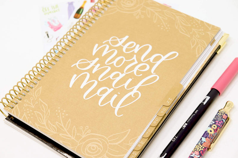 [Australia - AusPower] - bloom daily planners New Hardcover Contacts Address & Password Book - Alphabetical Organizer with Tabs - 6” x 8.25" - Black & Gold Embroidery 