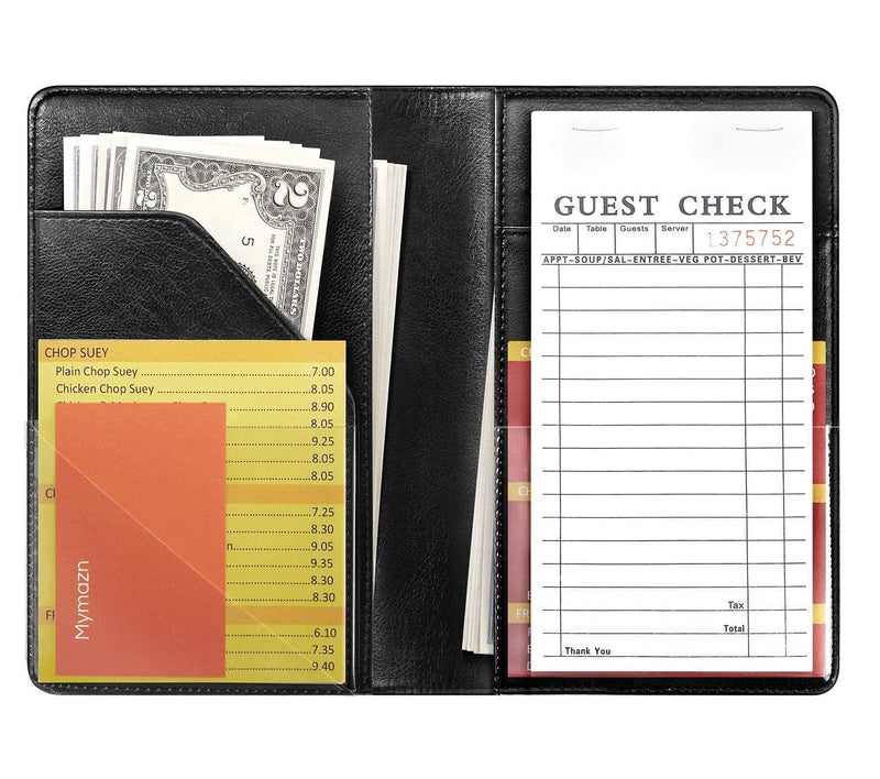 [Australia - AusPower] - Mymazn Server Book with Photo Pocket, Waiter Book Server Wallet Server Pads Waitress Book Restaurant Waitstaff Organizer, Guest Check Book Holder Money Pocket Fit Server Apron (Black) Black 