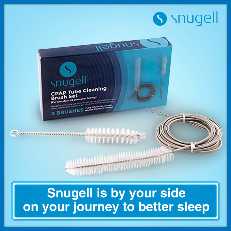 [Australia - AusPower] - CPAP Tube Cleaning Brush by Snugell™ | Tube and CPAP Mask Cleaning Brush | Standard 22mm Tubing Diameter | Clean Exterior and Interior of Tubing and Mask | Flexible Brush (84 in) | Handy Brush (7 in) 