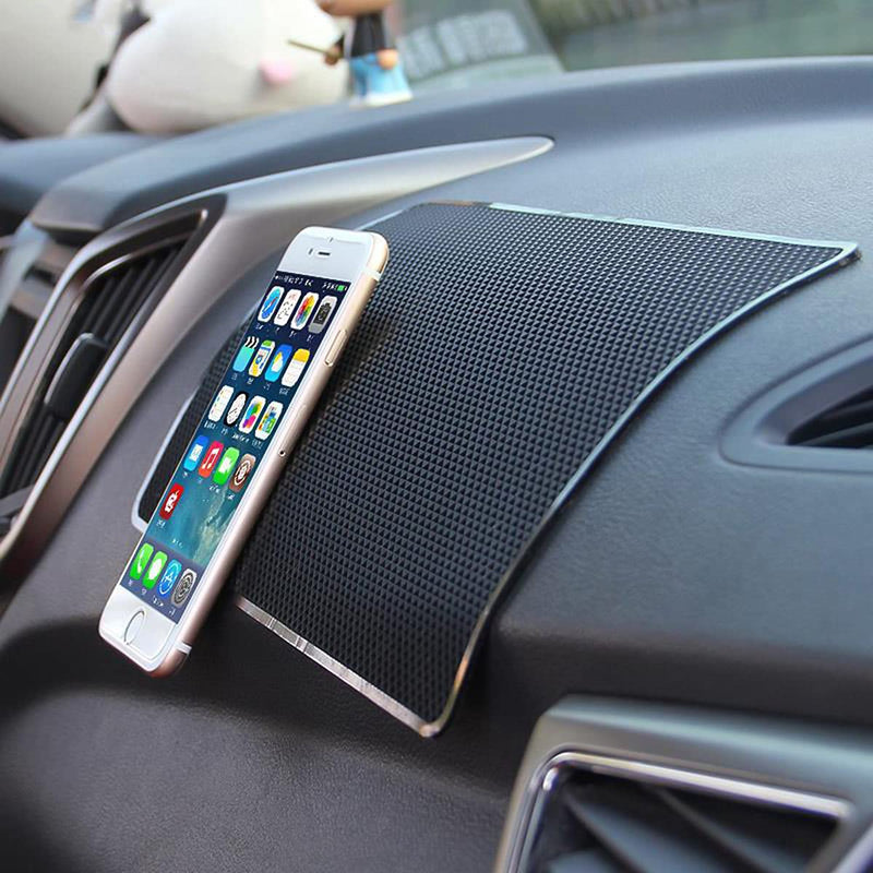 [Australia - AusPower] - Car Dashboard Anti-Slip Rubber Pad, 10.6 x 5.9 Universal Non-Slip Car Magic Dashboard Sticky Adhesive Mat for Phones Sunglasses Keys Electronic Devices and More Use (Black/Grid) Black/Grid 