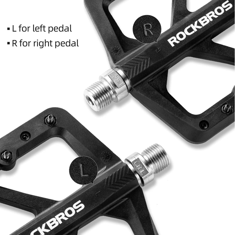 [Australia - AusPower] - ROCKBROS Mountain Bike Pedals MTB Pedals Lightweight Nylon Composite Bicycle Flat Pedals 9/16" DU Bearing Bike Platform Pedals for BMX MTB Mountain Road Bike Black 