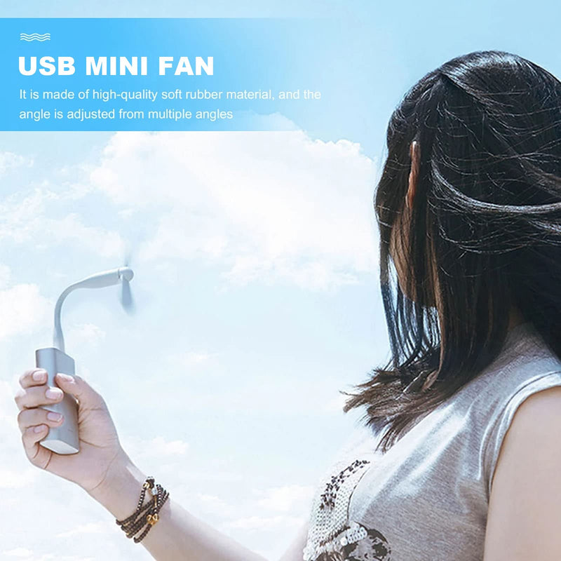 [Australia - AusPower] - Sokelinn-six USB Flexible Fan, Mini Portable Cooling Fans USB Powered for Power Bank Laptop PC AC Charger - 2 Pack (White) White 