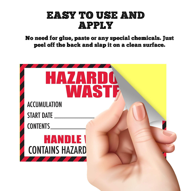 [Australia - AusPower] - Hazardous Waste Label with Handle with Care, 4"x6", 25 Pack, Red and White Label, Contains Hazardous Or Toxic Wastes Warning,Self-Adhesive 