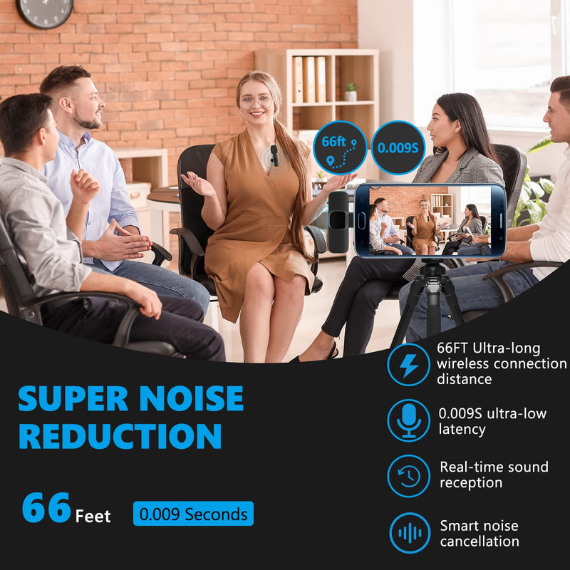 [Australia - AusPower] - Caymuller Professional Wireless Lavalier Lapel Microphone for iPhone iPad, Mini Lapel Mics Plug-Play 2.4G Ultra-Low Delay Noise Reduction Chip for Video Recording Interview Podcast Vlog YouTube Tiktok Black-1 