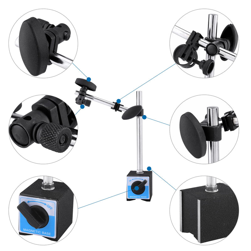 [Australia - AusPower] - Mornajina Dial Indicator with Magnetic Base 0-1.0" Tester Gage, Dial Test Indicator 0.001" Precision, Magnetic Dial Indicator Base Holder with Fine Adjustment 1) 0-1.0" Tester Gage, 0.001" Precision 