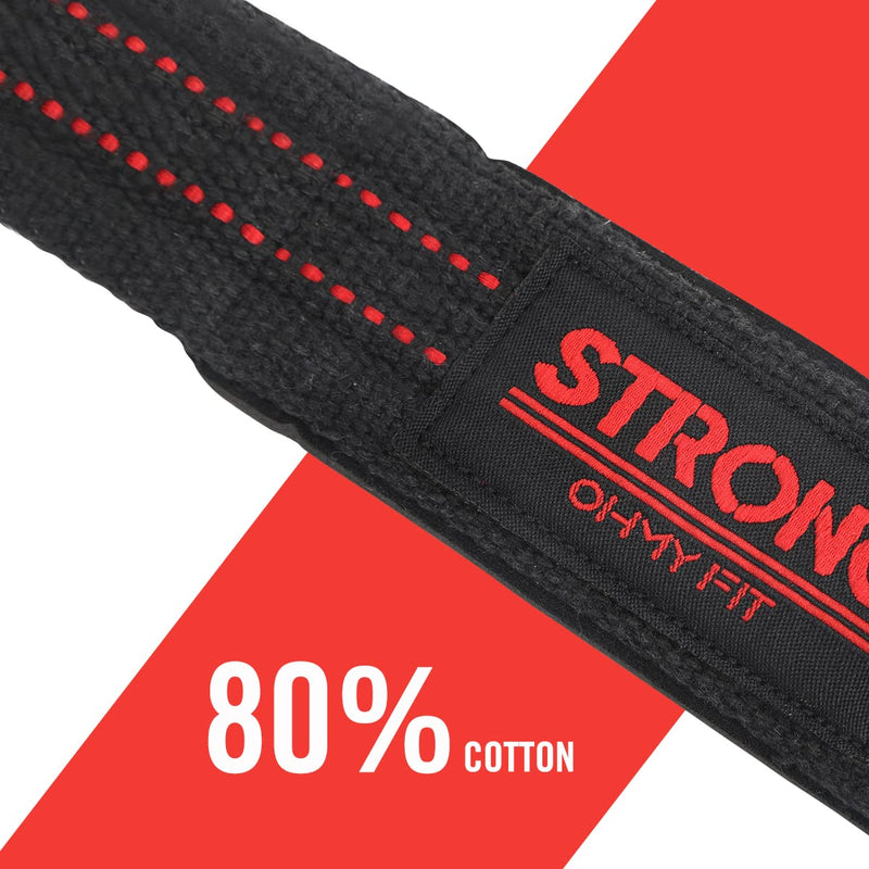 [Australia - AusPower] - OHMY FIT Padded Cotton Power Lifting Straps for Weightlifting, Deadlifting, Powerlifting, and Strength Training. Strong Wrist Straps for Men and Women. 