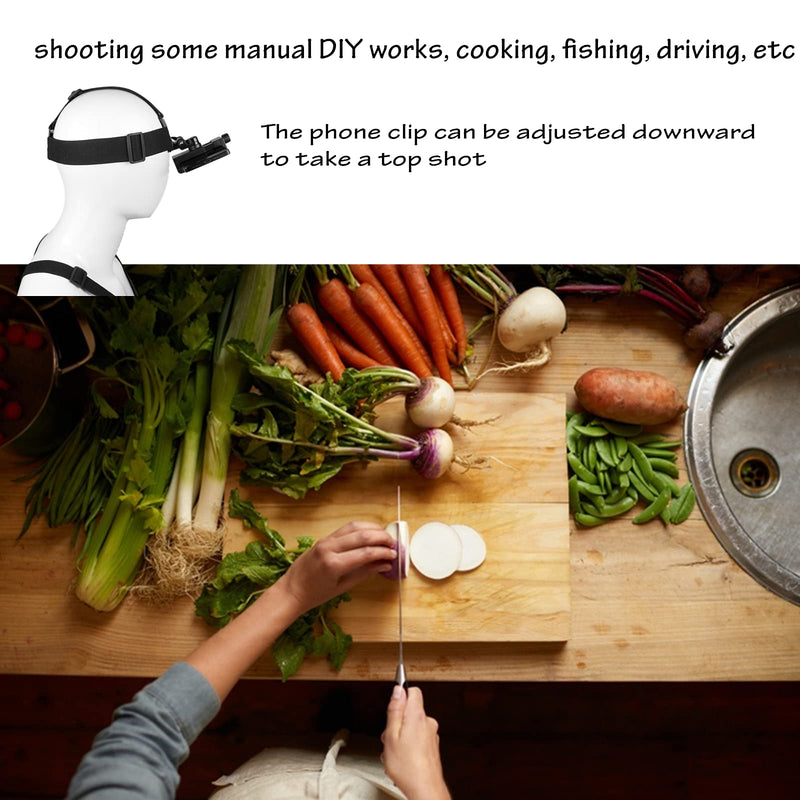 [Australia - AusPower] - Phone Chest Mount Harness Vest and Head Strap Clip Holder for POV/VLOG, Compatible with iPhone 13 12 11 Pro Max X Xs Xr 8 7 6 Plus,Samsung and 4 to 7 inch Phones 