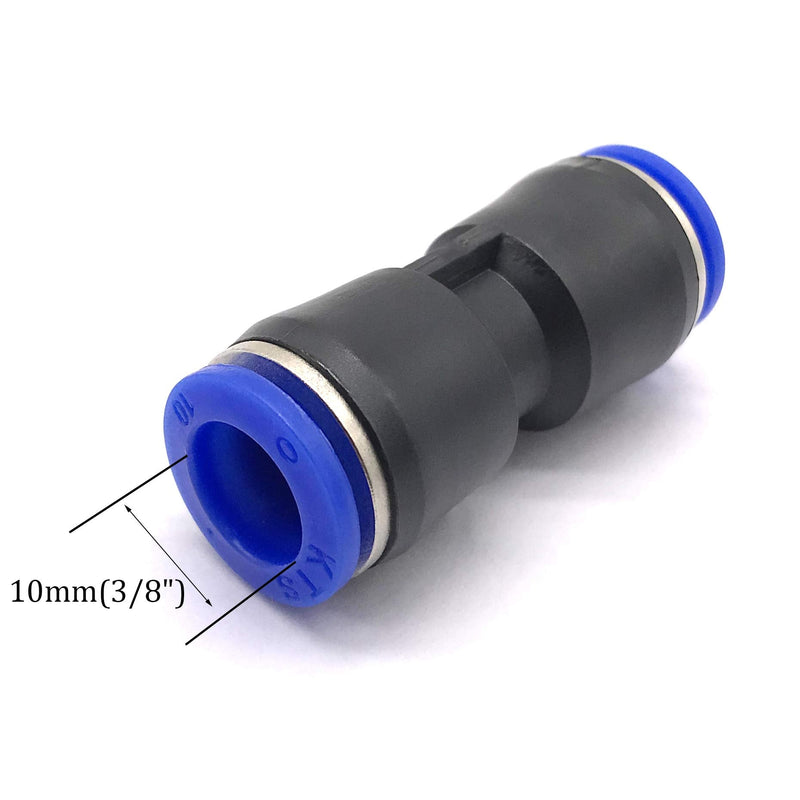 [Australia - AusPower] - 10mm Quick Fitting, 3/8” OD Push to Connect Pipe Tube Straight Fittings, Pneumatic Air Line Connector 20Pcs 10mm 