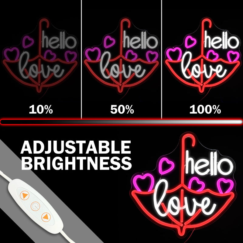 [Australia - AusPower] - Valentine'S Day Neon Sign Dimmable Led Neon Light Hello Love Neon Sign for Wall Decor Heart Neon Sign for Bedroom Bar Living Room Party Valentine's Day decorations Gifts for Lover HelloLove 