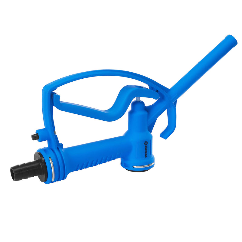 [Australia - AusPower] - Groz 3/4-inch NPT Manual DEF/AdBlue Nozzle with Hose Barb | 24 GPM | Straight Spout | Max Pressure 72.5 PSI | Blue (45589) 