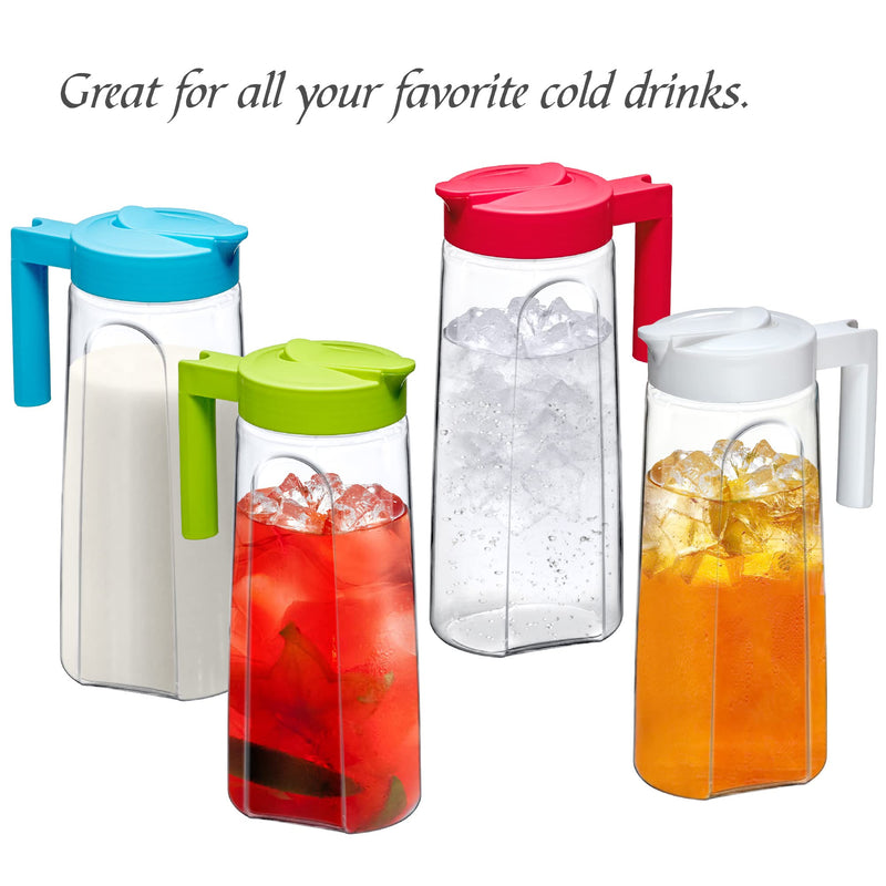[Australia - AusPower] - Amazing Abby - Slim - Tritan Pitcher (64 oz), Unbreakable Plastic Pitcher, BPA-Free, Heat-Resistant, Dishwasher-Safe, Great for Both Iced and Hot Drinks, Indoors and Outdoors, White 
