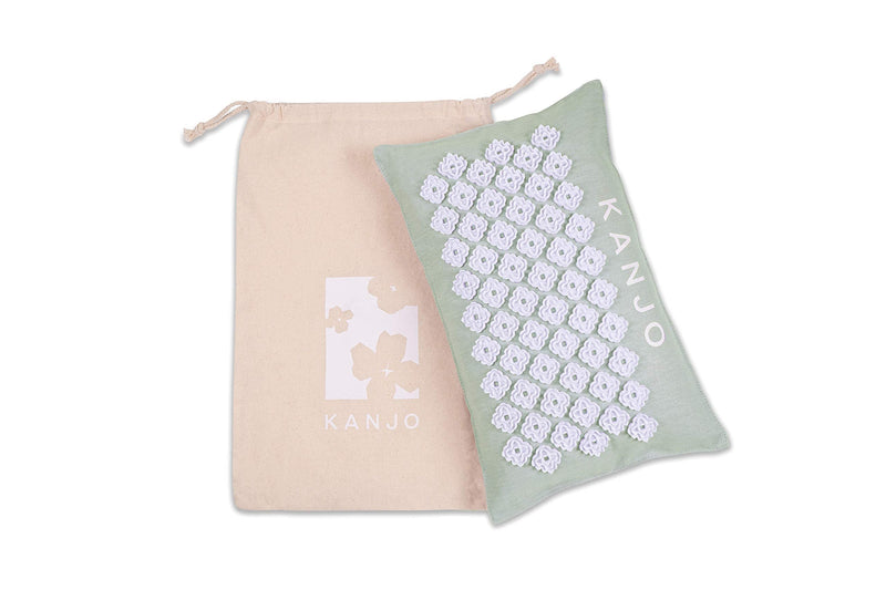 [Australia - AusPower] - Kanjo Aroma Mint Acupressure Pillow - 100% Cotton Linen Pillow with Natural Cork Filling - Aromatherapy Pillow for Back Pain and Neck Pain Relief 